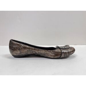 Dr. Scholl's Womens Buckle Round Toe Brown Flats Brown Snakeskin Sz 8M